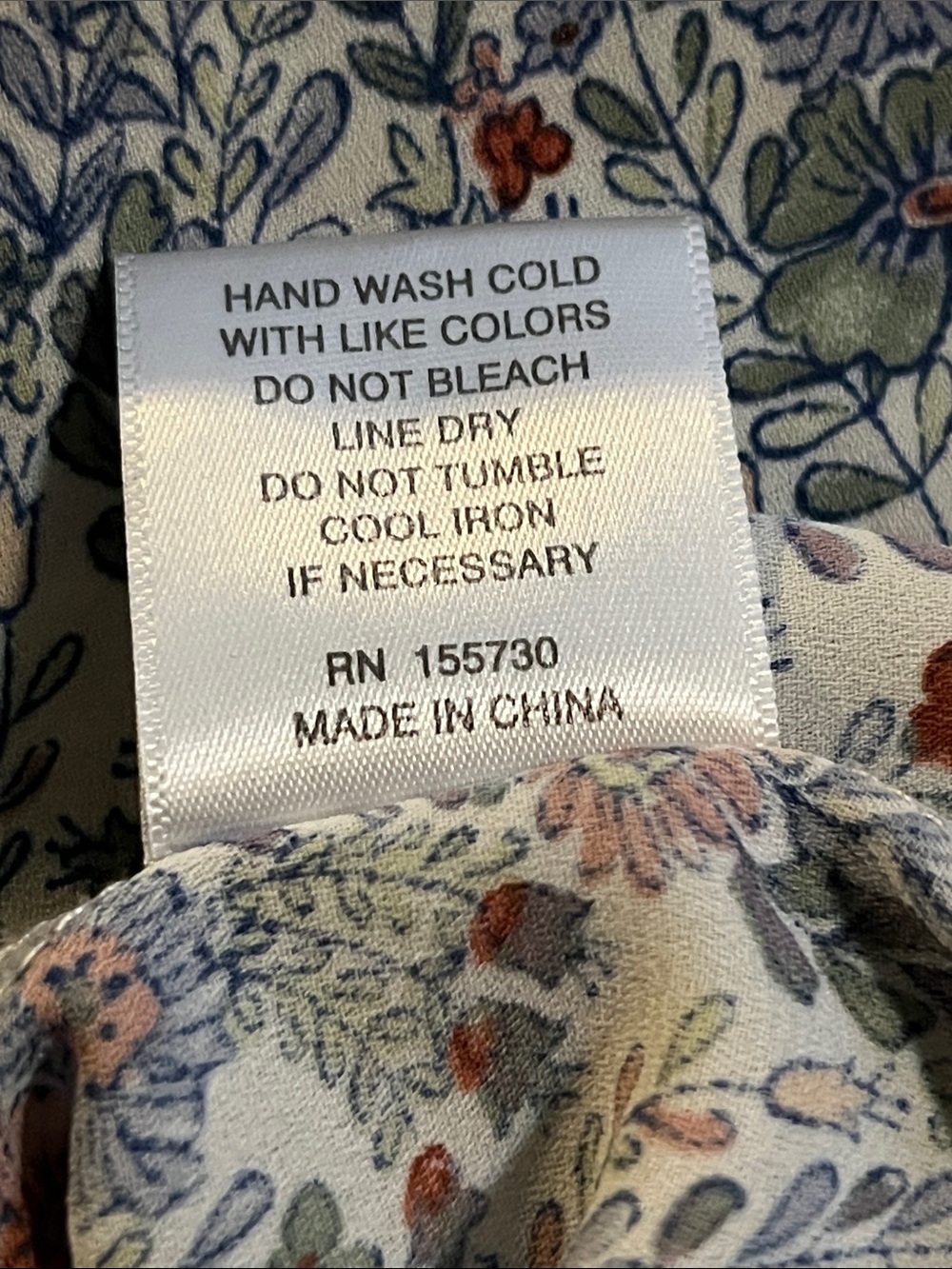 Rose & Olive Floral Button-Front Blouse in Blue, White & Brown - Picture 6 of 7